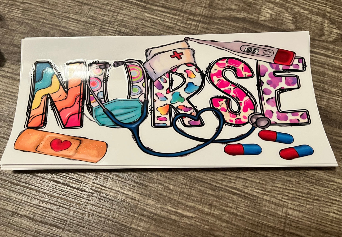 Nurse Vibes Cup Transfer Stickers